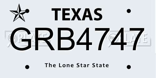 GRB4747 Texas License Plate
