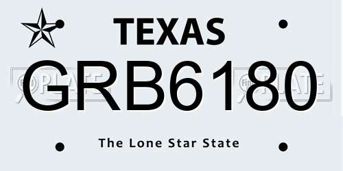 GRB6180 Texas License Plate