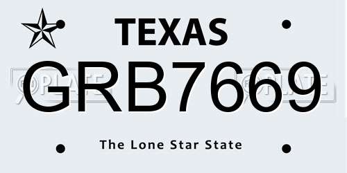 GRB7669 Texas License Plate