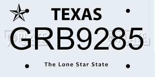 GRB9285 Texas License Plate