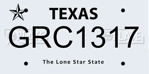 GRC1317 Texas License Plate