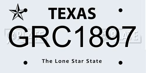 GRC1897 Texas License Plate