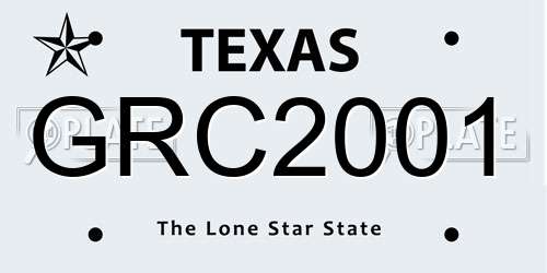 GRC2001 Texas License Plate