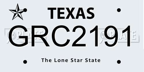 GRC2191 Texas License Plate