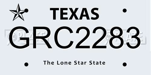 GRC2283 Texas License Plate