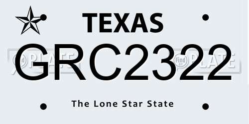 GRC2322 Texas License Plate
