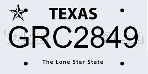 GRC2849 Texas License Plate