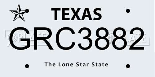 GRC3882 Texas License Plate