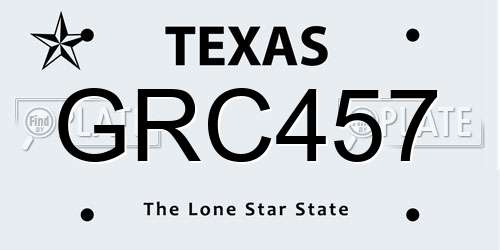 GRC457 Texas License Plate