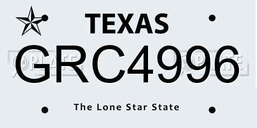 GRC4996 Texas License Plate