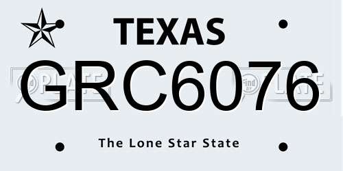 GRC6076 Texas License Plate