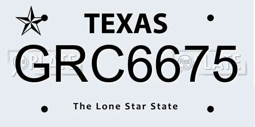 GRC6675 Texas License Plate