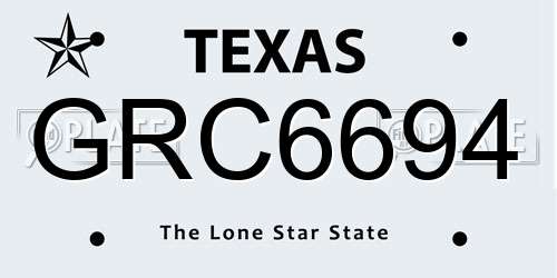 GRC6694 Texas License Plate