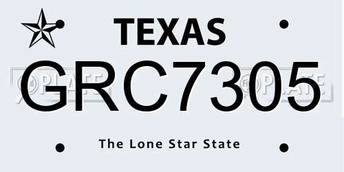 GRC7305 Texas License Plate
