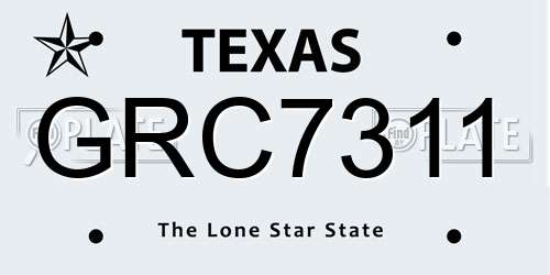 GRC7311 Texas License Plate