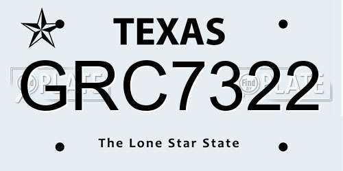 GRC7322 Texas License Plate