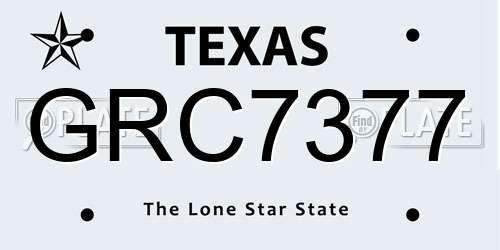 GRC7377 Texas License Plate