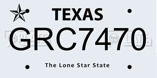 GRC7470 Texas License Plate