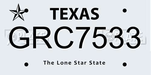GRC7533 Texas License Plate