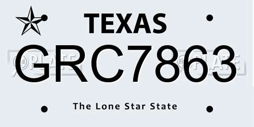 GRC7863 Texas License Plate