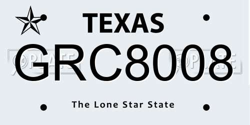 GRC8008 Texas License Plate