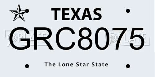 GRC8075 Texas License Plate