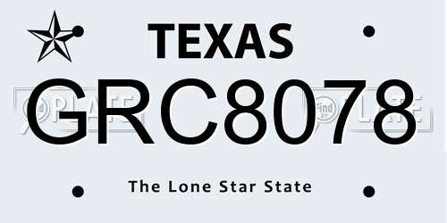 GRC8078 Texas License Plate