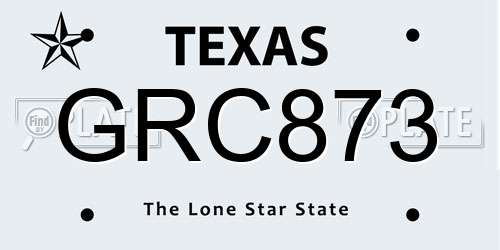 GRC873 Texas License Plate