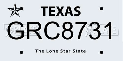 GRC8731 Texas License Plate