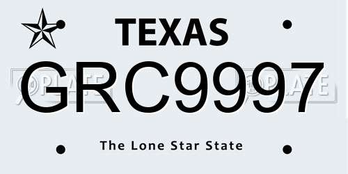 GRC9997 Texas License Plate