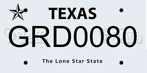 GRD0080 Texas License Plate