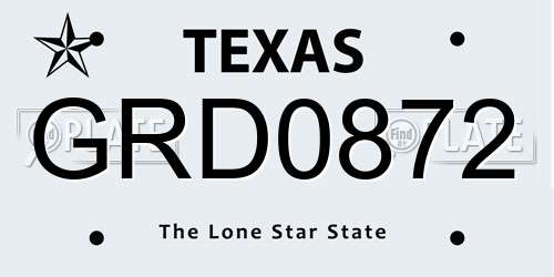 GRD0872 Texas License Plate