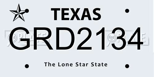 GRD2134 Texas License Plate