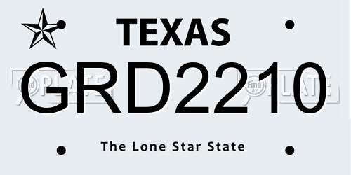 GRD2210 Texas License Plate