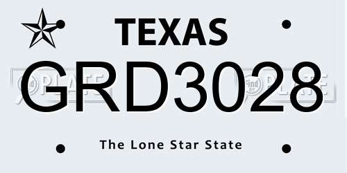 GRD3028 Texas License Plate