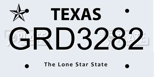 GRD3282 Texas License Plate