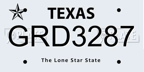 GRD3287 Texas License Plate