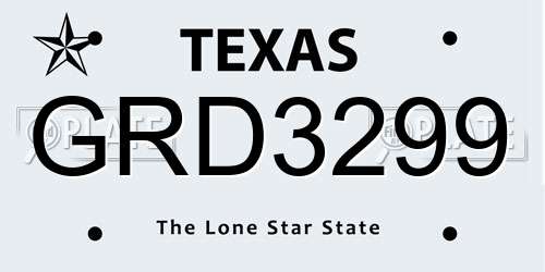 GRD3299 Texas License Plate