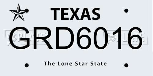 GRD6016 Texas License Plate