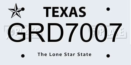 GRD7007 Texas License Plate
