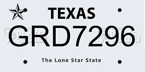 GRD7296 Texas License Plate