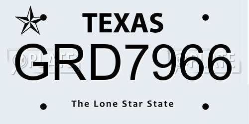 GRD7966 Texas License Plate
