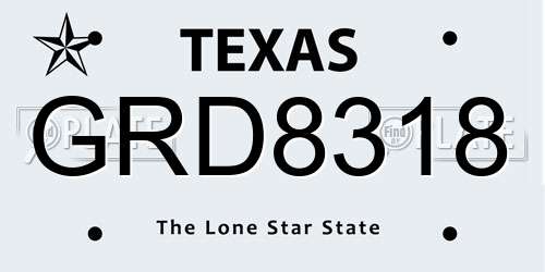 GRD8318 Texas License Plate