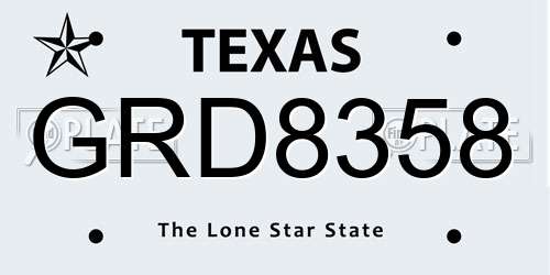GRD8358 Texas License Plate