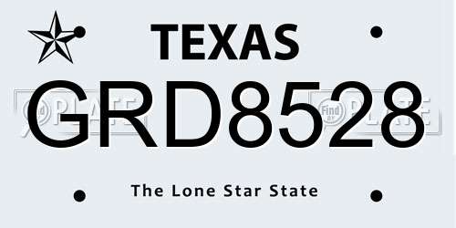 GRD8528 Texas License Plate