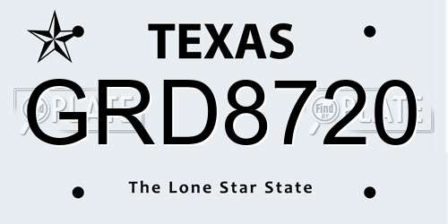 GRD8720 Texas License Plate