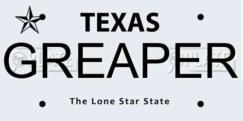 GREAPER Texas License Plate