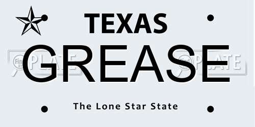 GREASE Texas License Plate