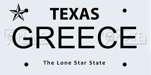 GREECE Texas License Plate