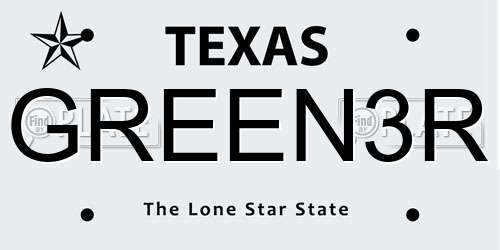 GREEN3R Texas License Plate